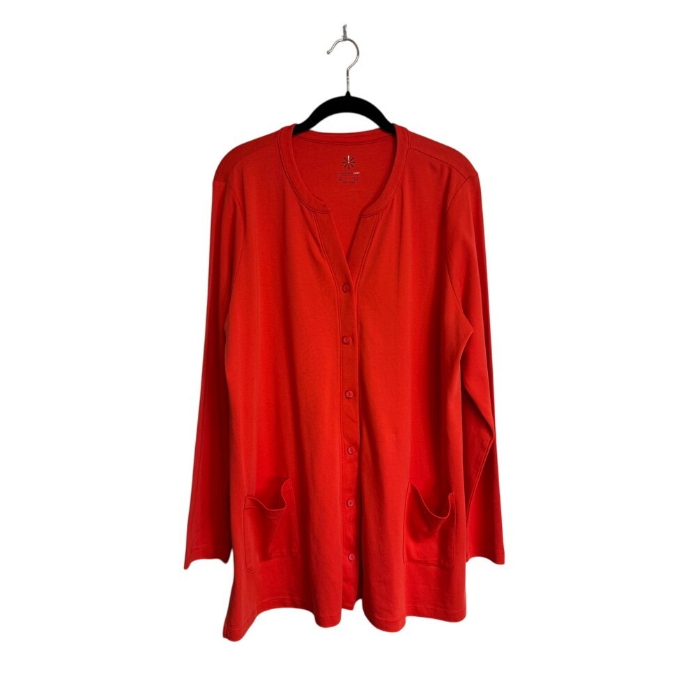 Isaac Mizrahi Coral Button Down‎ Cardigan Woman Size L